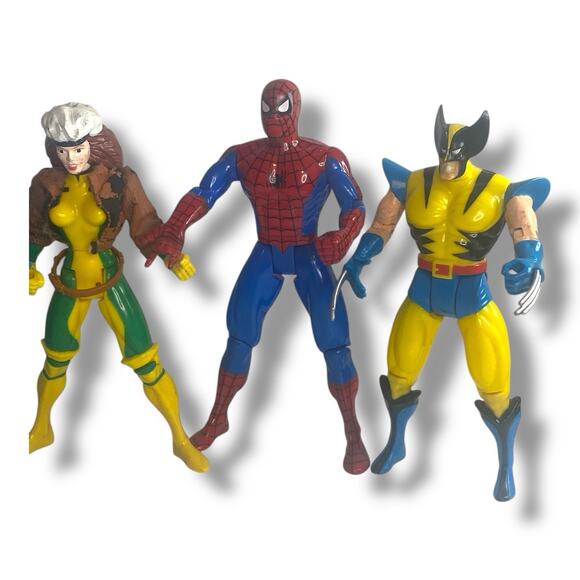 1994 Marvel Action Figure Lot of 5 Wolverine Spiderman Rogue Beast & Gambit 12in - Picture 4 of 8